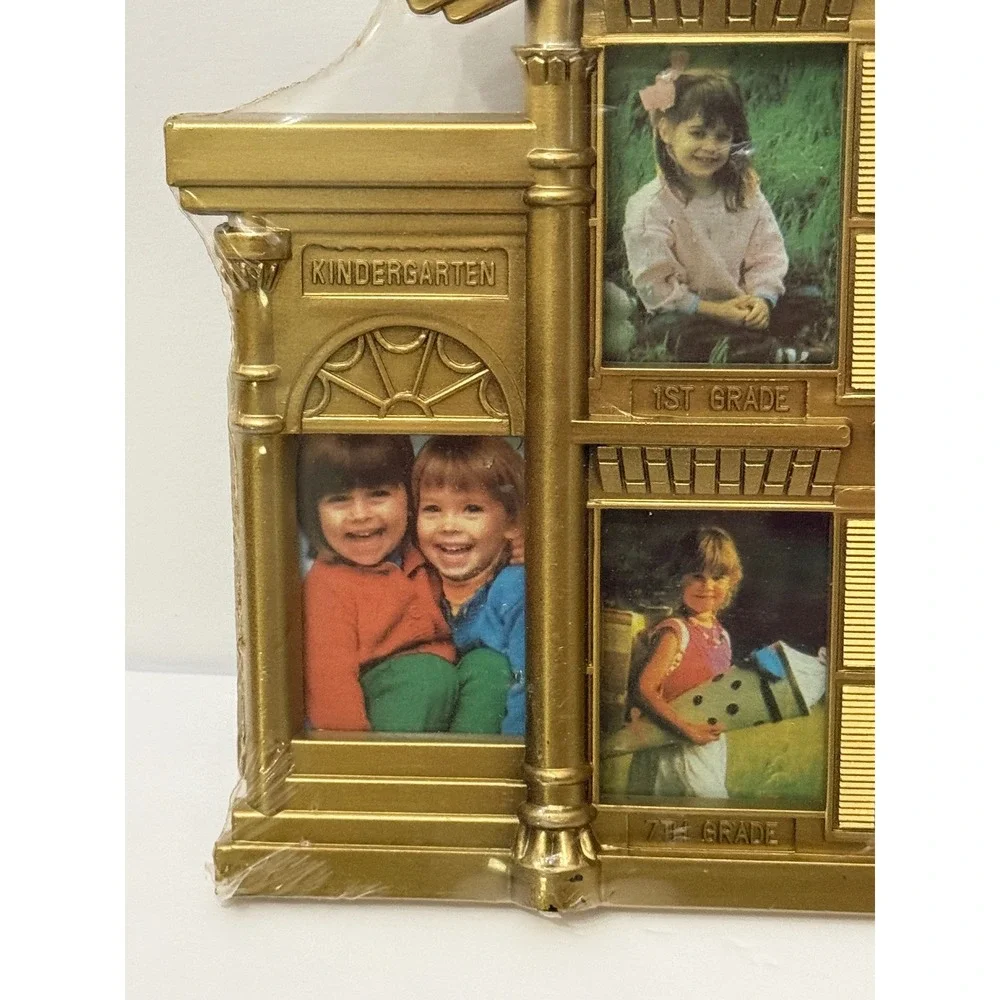 Vintage Gold Schoolhouse Plasti K-12 School Years Multi Photo Collage Frame New